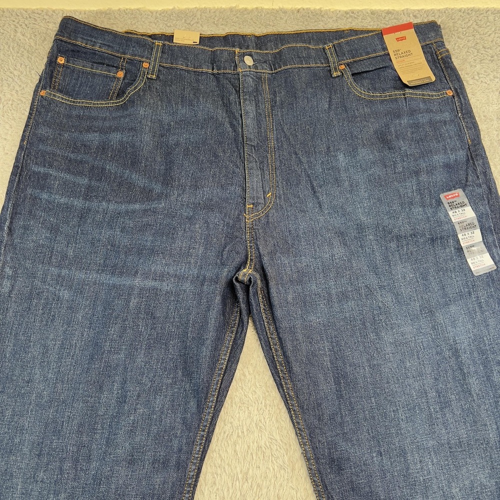 Levis 559 Jeans Mens 48x31 Blue Dark Wash Relaxed Straight Big & Tall NWT - Picture 3 of 9